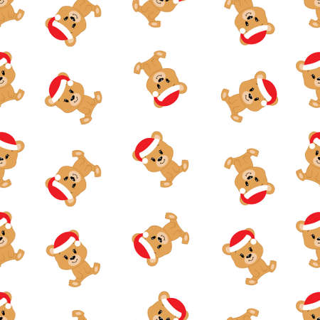Cute cartoon bear. Vector illustration. Seamless pattern. Christmas.のイラスト素材