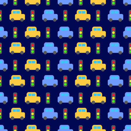 Cartoon cars seamless pattern. Vector illustration.のイラスト素材
