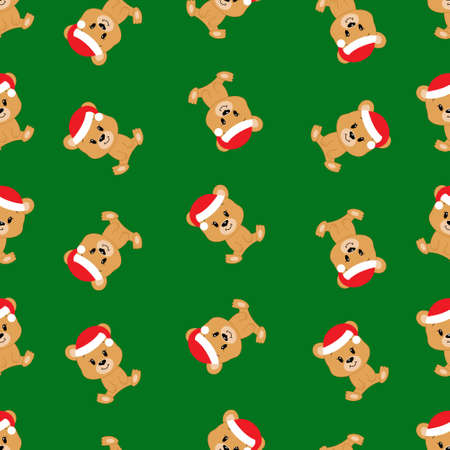 Cute cartoon bear. Vector illustration. Seamless pattern. Christmas.のイラスト素材