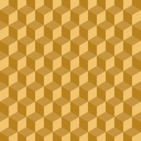Gold geometric 3d cubes pattern. Abstract background.のイラスト素材