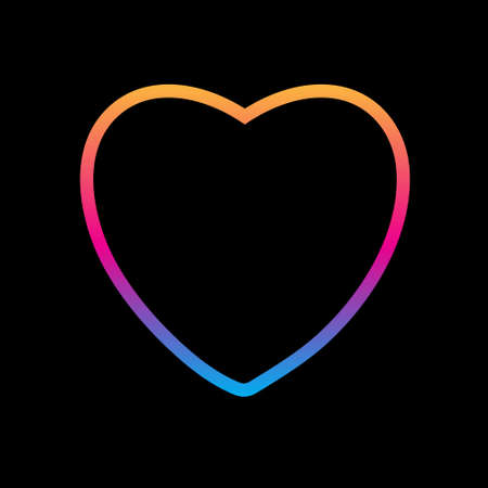 Rainbow silhouette of a heart on a black background. Vector illustration.のイラスト素材