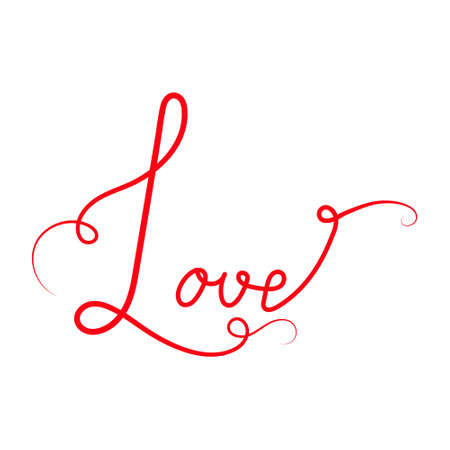 Love. Continuous line drawing. Hand drawn calligraphy lettering. Vector. Line art.のイラスト素材