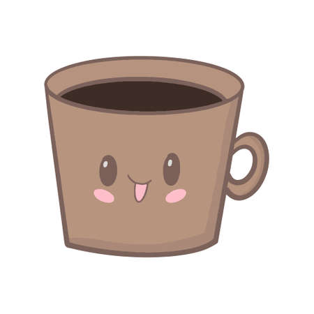 Cute kawaii coffee. vector illustration.のイラスト素材