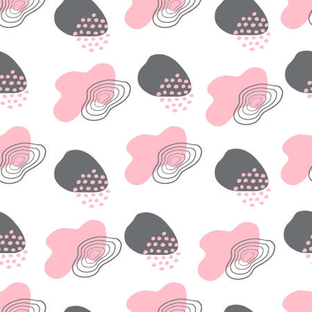 Hand drawn trendy modern abstract shapes and elements. Seamless pattern. Vector.のイラスト素材