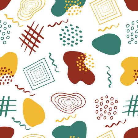 Seamless pattern with hand drawn trendy abstract shapes. vector illustration.のイラスト素材