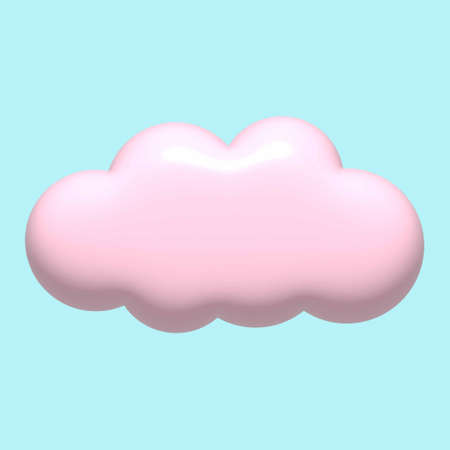 3D cloud icon. Pink cloud on white background.のイラスト素材