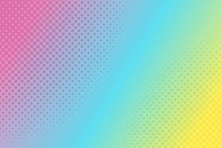 Rainbow pop art background with halftone dots in retro comic style. vector illustration.のイラスト素材
