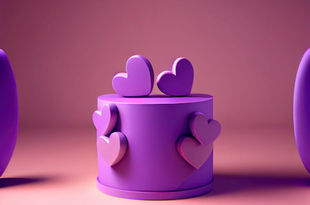 3d cake with hearts. Valentine's Day, Mother's Day, Birthday, Cake Celebration. Generative AI.の素材