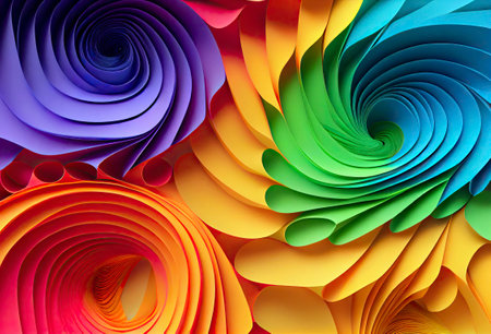 3d waves abstract background. paper art. Generative AI.の素材