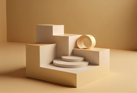 Abstract 3d background with podium. minimal scene. Generative AI.の素材