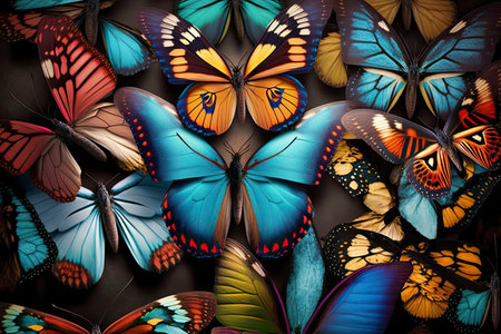 Beautiful background with butterflies. Generative AI.の素材