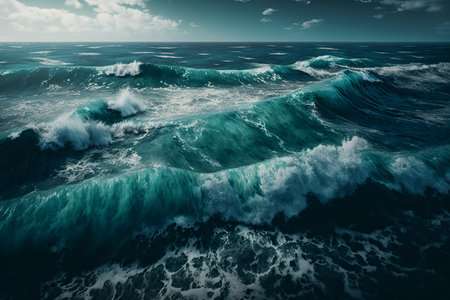 sea landscape. Generative AI.の素材
