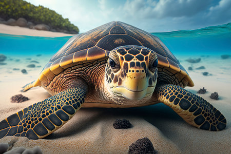 sea turtle close-up. Generative AI.の素材