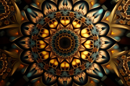 Abstract kaleidoscope background. Generative AI.の素材