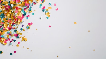 Banner with confetti. Copy space, festive background. Generative AI.の素材