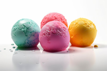 Multicolored ice cream balls. Generative AI.の素材