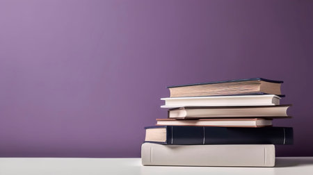 Banner with stack of books. Copy space, background. Generative AI.の素材