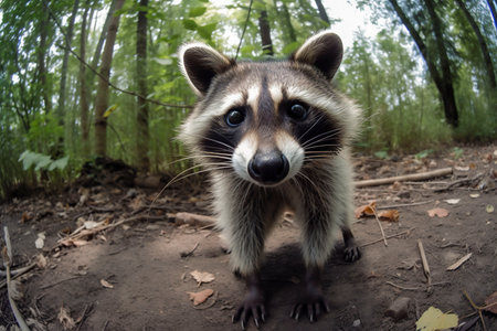 Cute baby raccoon. Generative AI.の素材