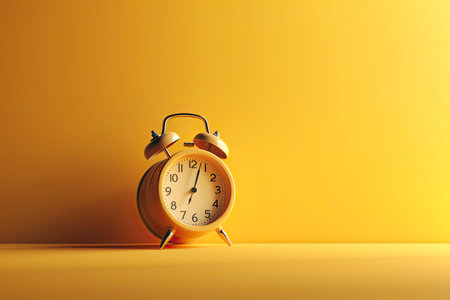 Banner with an alarm clock. Copy space, background. Generative AI.の素材