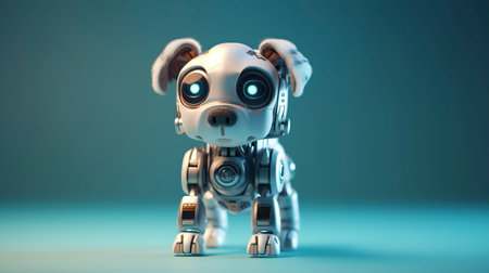 Robot dog on the blue background. Generative AI.の素材