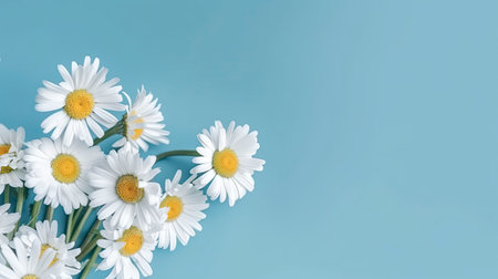 Banner with daisies. Generative AI.の素材