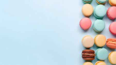 banner with macarons. Copy space, background. Generative AI.の素材
