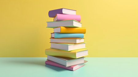 Banner with stack of books. Copy space, background. Generative AI.の素材