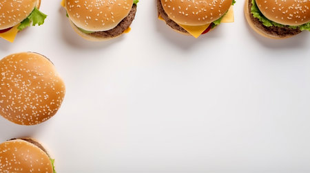 Banner with burger. Copy space, background. Generative AI.の素材