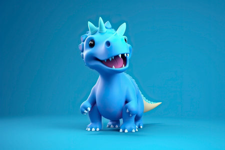 3D cartoon dinosaur. Generative AI.の素材
