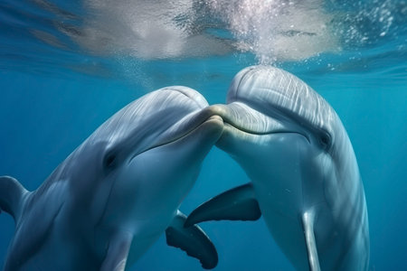 A pair of dolphins. Generative AI.の素材