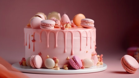 birthday cake. Copy space, festive background. Generative AI.の素材