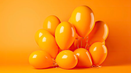 Festive background of orange balloons. Generative AI.の素材