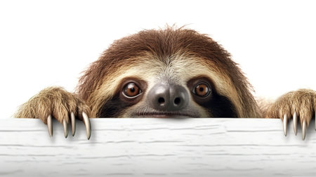 Sloth on the white background. Generative AI.の素材
