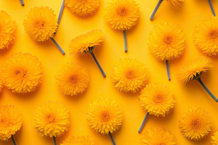 Dandelions pattern background. Generative AI.の素材