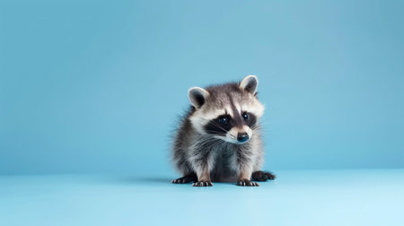 Raccoon. Copy space, background. Generative AI.の素材