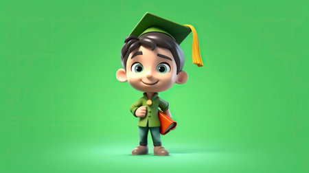 3d boy graduate. Copy space, background. Generative AI.の素材