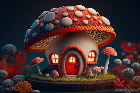 Plasticine art, magic house fly agaric. Generative AI.の素材