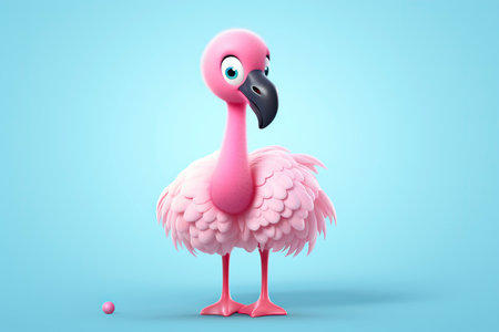 3d cute cartoon pink flamingo.の素材