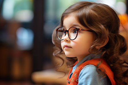 Portrait of a cute little girl with glasses.の素材