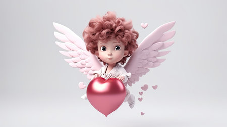 Cute Cupid with pink big heart.の素材