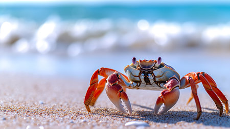A crab on the beach.の素材