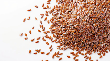 Flax seeds isolated on white background.Healthy food.の素材