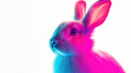 Neon rabbit isolated on white background.の素材