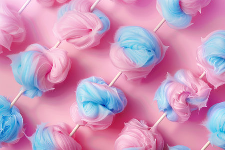 Pattern with cotton candy on pink background.の素材