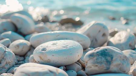 White pebble stones background.の素材