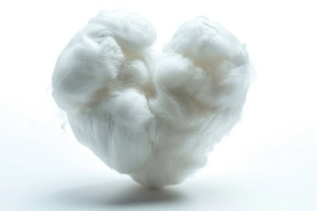 Cotton candy in heart shape on white background.の素材