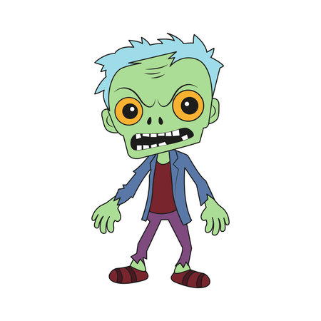 Funny cartoon walking zombie monster character.のイラスト素材