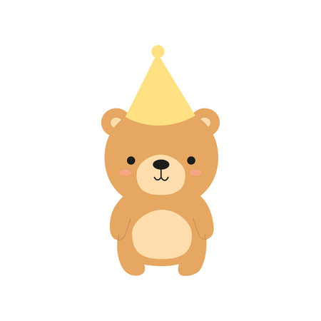 Cute baby bear in birthday party hat.のイラスト素材