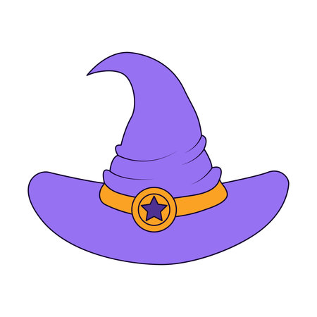 Purple witch hat with orange band.のイラスト素材