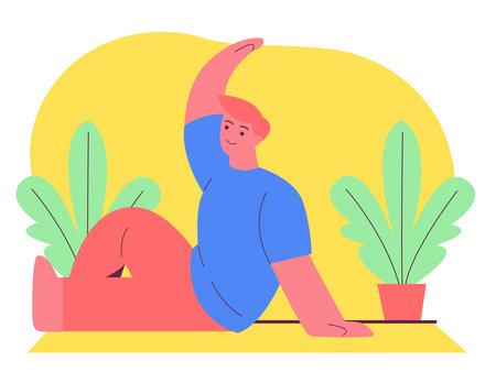 Young man practicing yoga.のイラスト素材